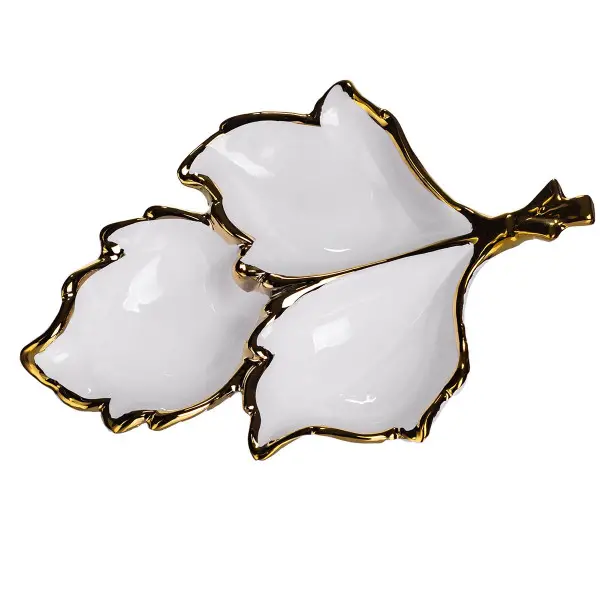 Меню для сервировки Yiwu фарфоровая 27х19,5х4 см на 3 секций Золотистый (147-107- ZBSY-12) - фото 1 Меню для сервировки Yiwu фарфоровая 27х19,5х4 см на 3 секций Золотистый (147-107- ZBSY-12) - фото 1