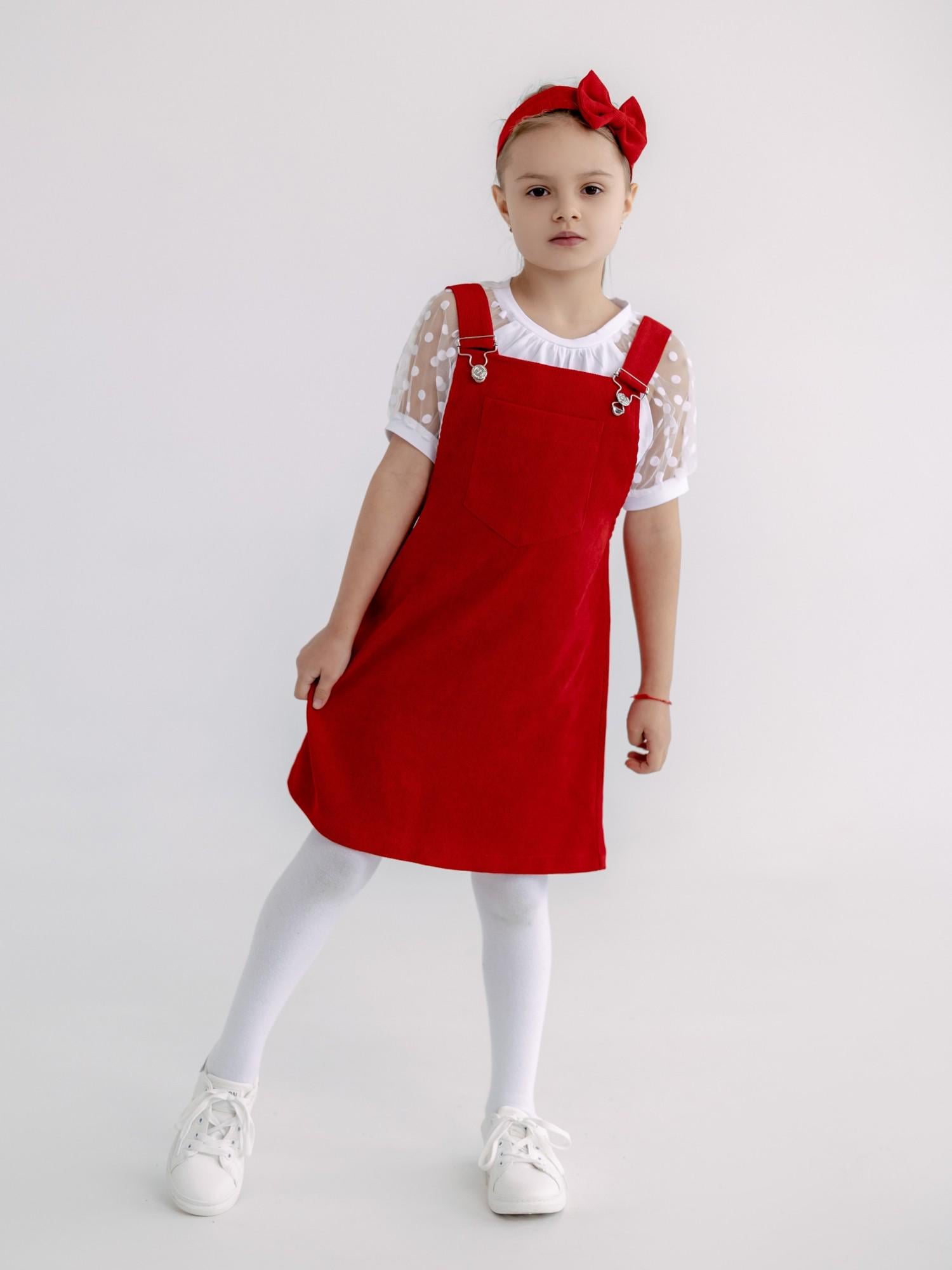 Сарафан вельветовый детский ТМ Ластівка 23_5001 140-146 см Красный