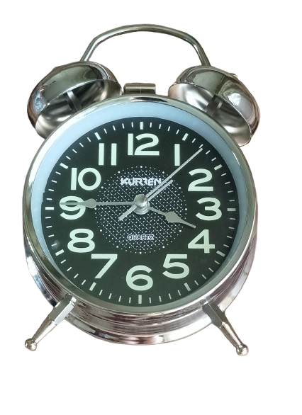 Будильник кварцевый Kurren 4010 с подсветкой и светящимися цифрами Silver Black (3547)