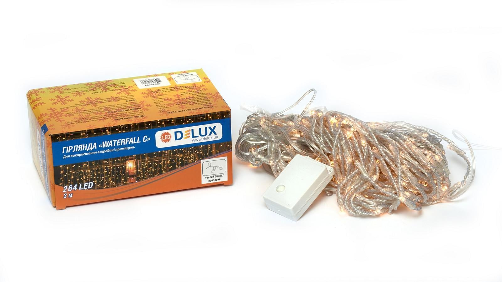 Гирлянда внутренняя Delux Waterfall С 264 LED IP20 3х2 м Теплый белый/Прозрачный (90018003)