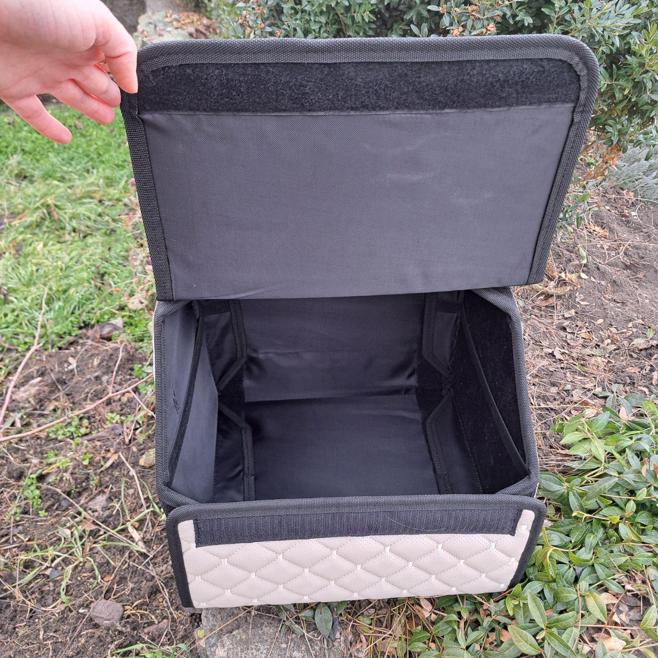 Органайзер автомобильный в багажник с перфорированной эко-кожи S 35x30x30 см Бежевый (70db4c8a) - фото 4