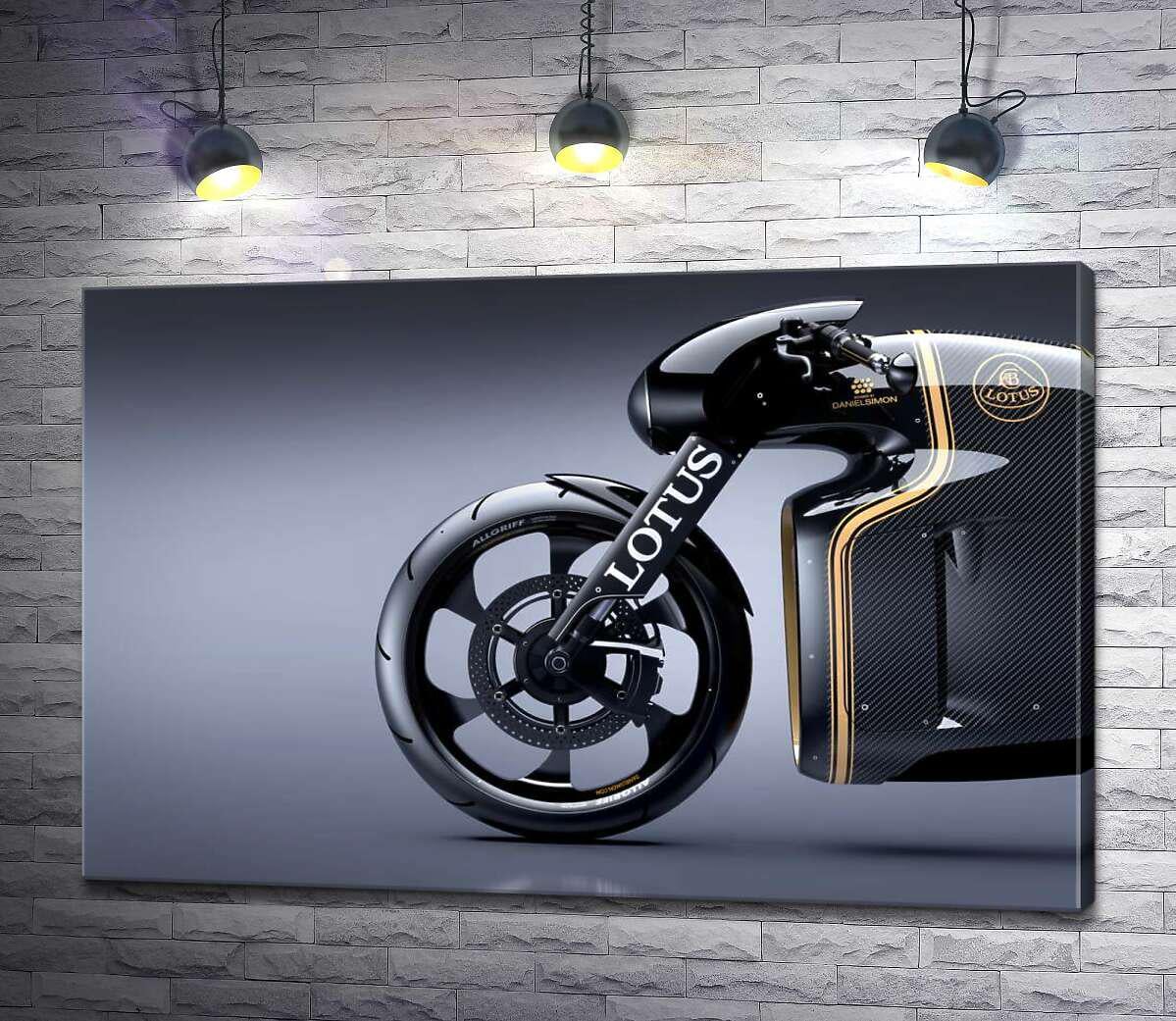 Картина ArtPoster Блеск изгибов передней части быстрого мотоцикла Lotus C-01 130x86 см Модуль №1 (003282)