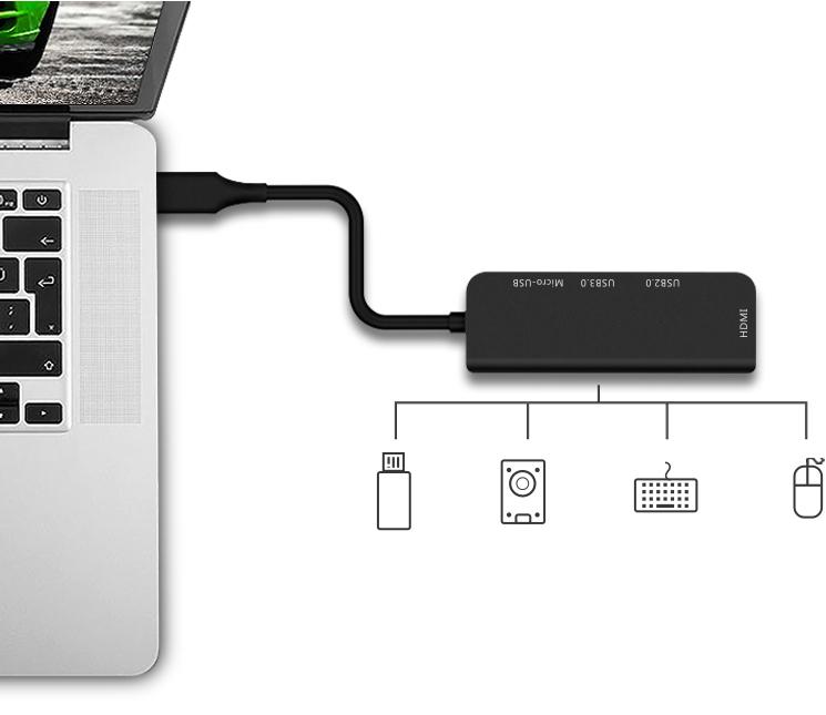 Хаб USB XoKo AC 400 Type C to HDMI/USB 3,0/USB 2,0/Micro USB (XK AC 400) - фото 3 Хаб USB XoKo AC 400 Type C to HDMI/USB 3,0/USB 2,0/Micro USB (XK AC 400) - фото 3