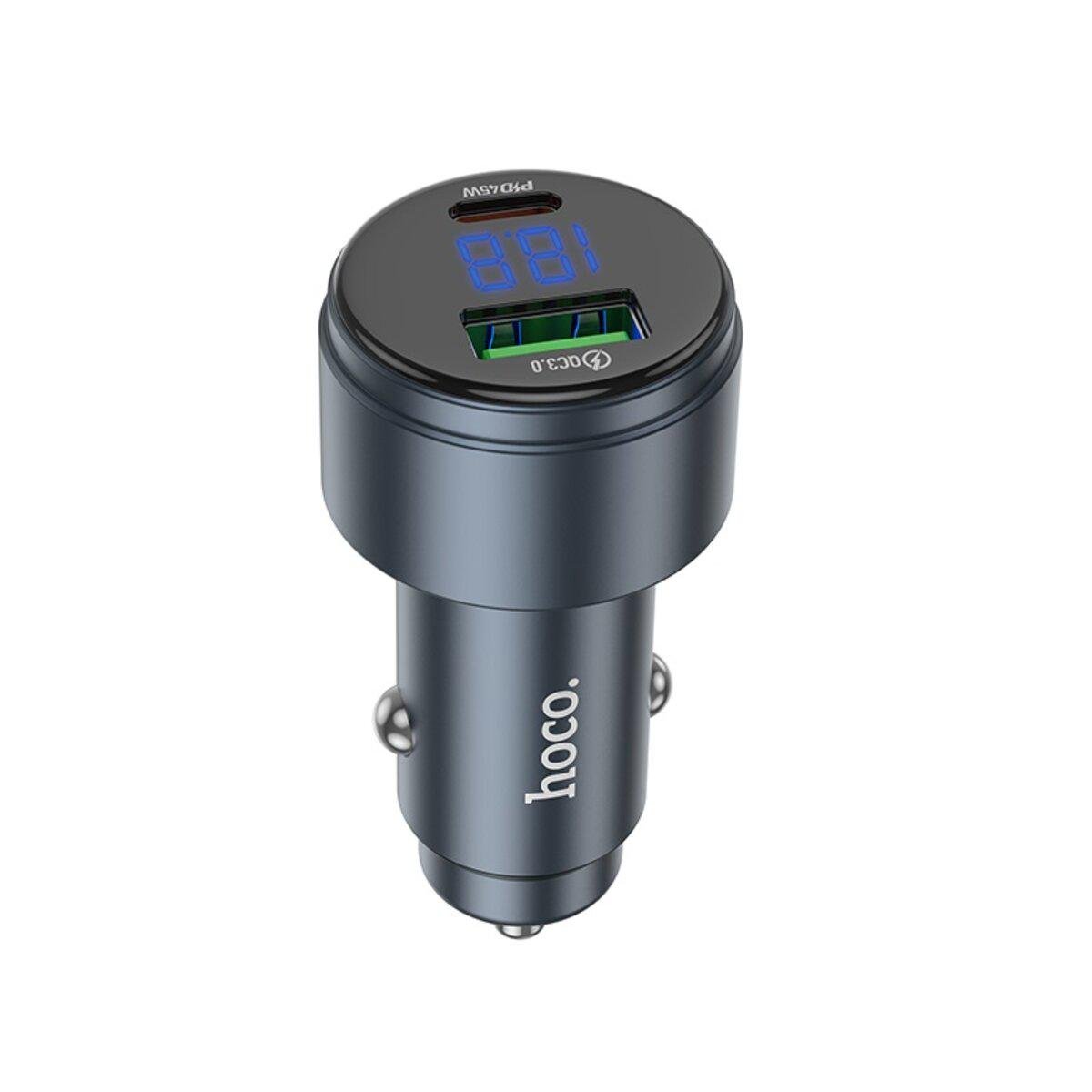 Зарядное устройство для кузова Hoco Z57B Glorious 63W dual-port digital display PD45W/QC3.0 Metal Grey (6942007633161) Зарядное устройство для кузова Hoco Z57B Glorious 63W dual-port digital display PD45W/QC3.0 Metal Grey (6942007633161)