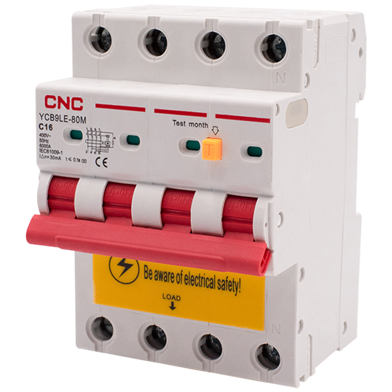 Дифференциальный выключатель CNC YCB9LE-80M 3Р+N 16А 30мА 6кА "C" тип АС (Б00044021) Дифференциальный выключатель CNC YCB9LE-80M 3Р+N 16А 30мА 6кА "C" тип АС (Б00044021)