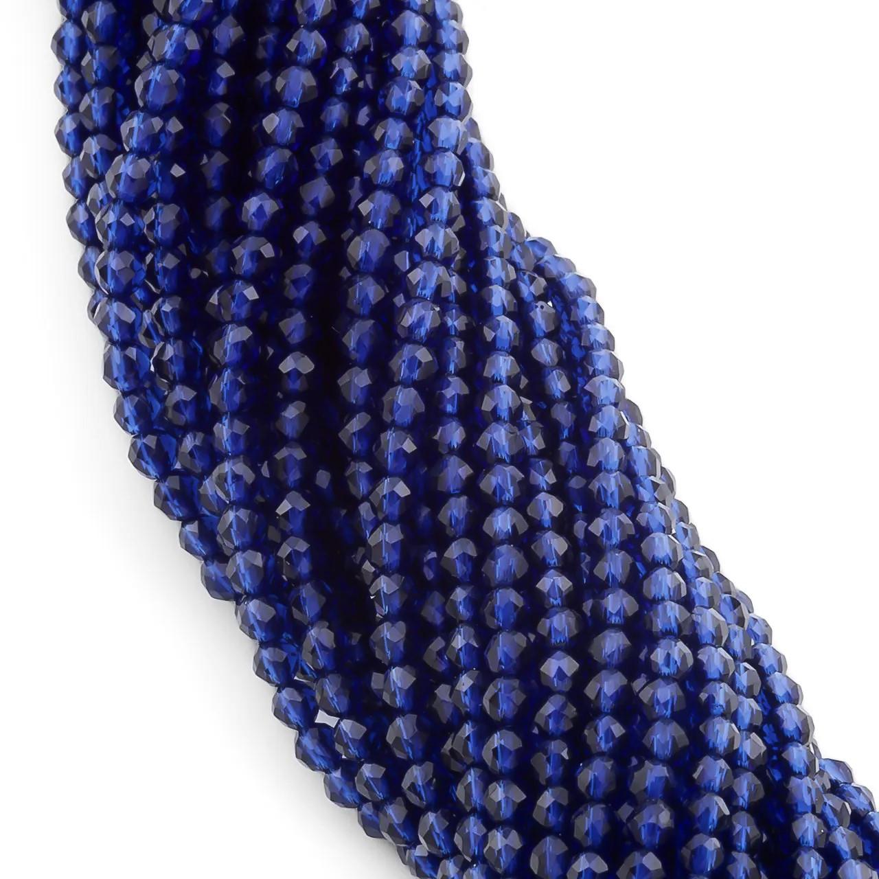 Намистини Шпінель огранювання кругла 8 2 мм 200 шт. довжина нитки 37 см Темно-синій (БШ0802к13)