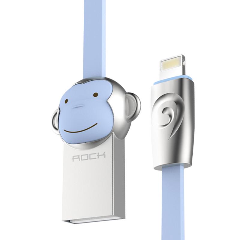Кабель Lightning Rock Zodiac Monkey для зарядки 1 м Блакитний (RCB0463)