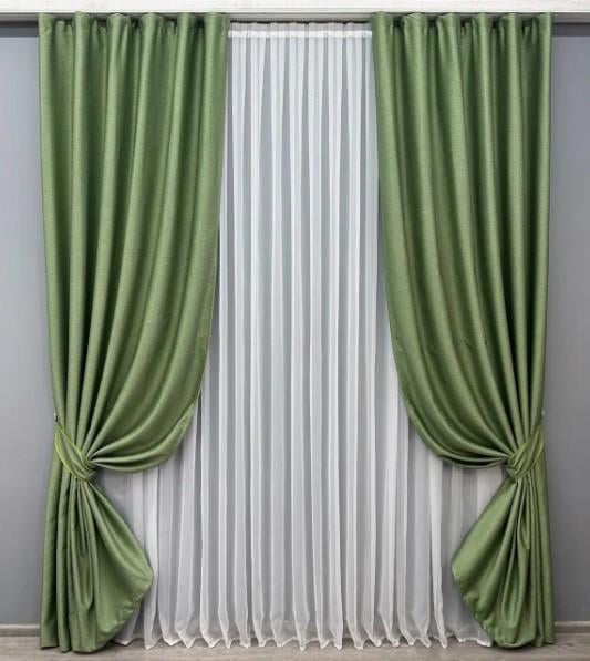 Комплект штор шенил 1,5х2,7 м 2 шт. Зеленый (1684ш 33-0588)