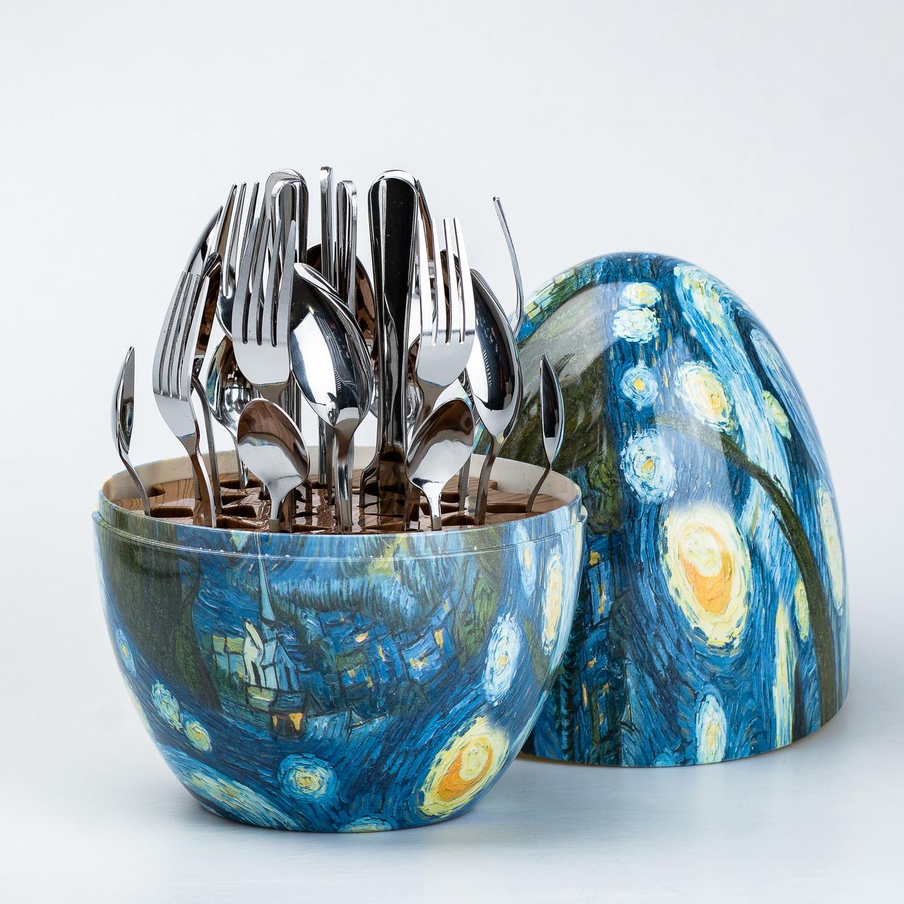 Набор столовых приборов из нержавеющей стали на 6 персон 24 прибора подставка Яйцо Ван Гог