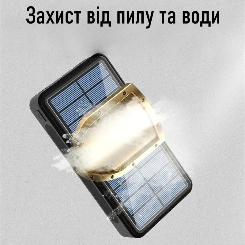 Устройство портативное зарядное Power Bank Solar с бесконтактной зарядкой и Led фонарем на солнечной батарее 99000 mAh - фото 4