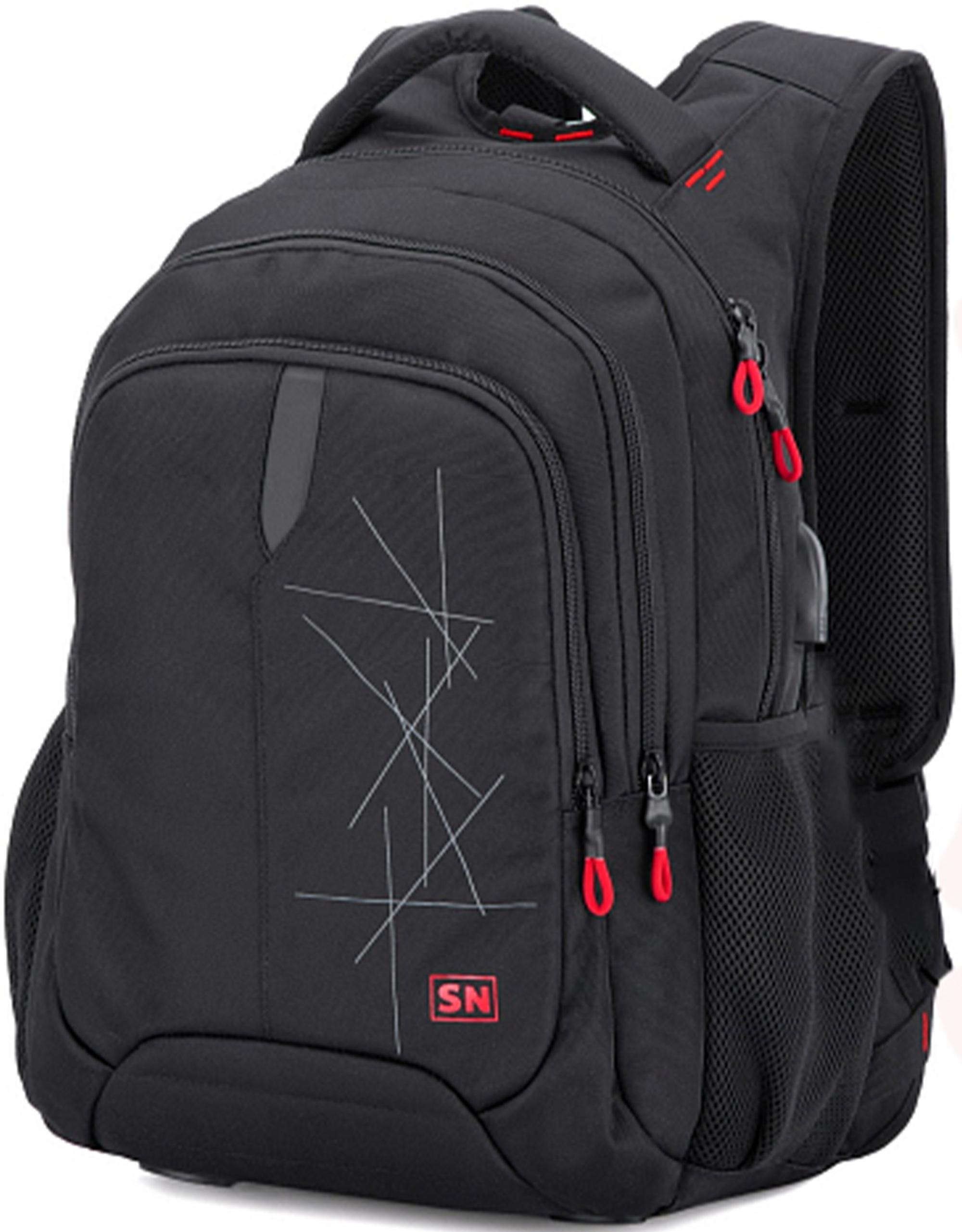 Рюкзак для подростка SkyName ортопедический с портом USB Черный (90-120 R)