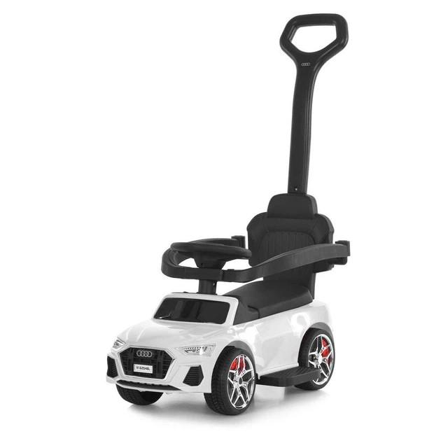 Каталка-толокарь Audi с родительской ручкой/звуковые и световые эффекты/прорезиненные колеса/багажник под сиденьем Белый (6254EL-1)