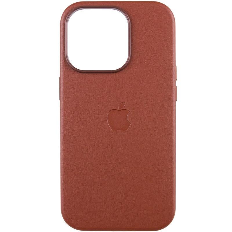 Противоударный кожаный чехол Leather Case (AAA) with MagSafe and Animation для Apple iPhone 14 Pro Max (6.7") Umber