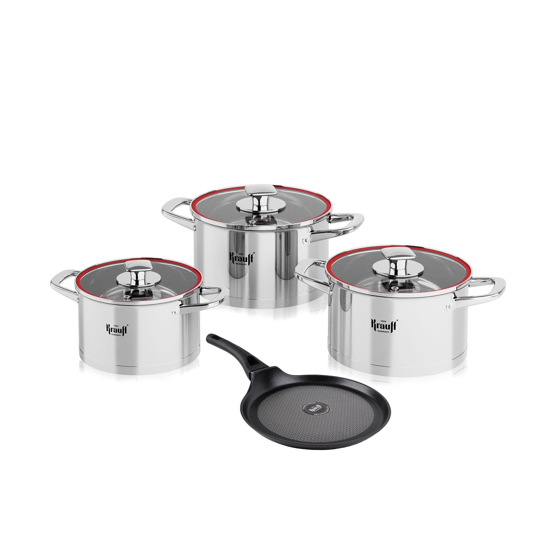 Набор кастрюль Krauff Prime Chef со сковородой для блинов Hamburg и сумкой (55-333-425)