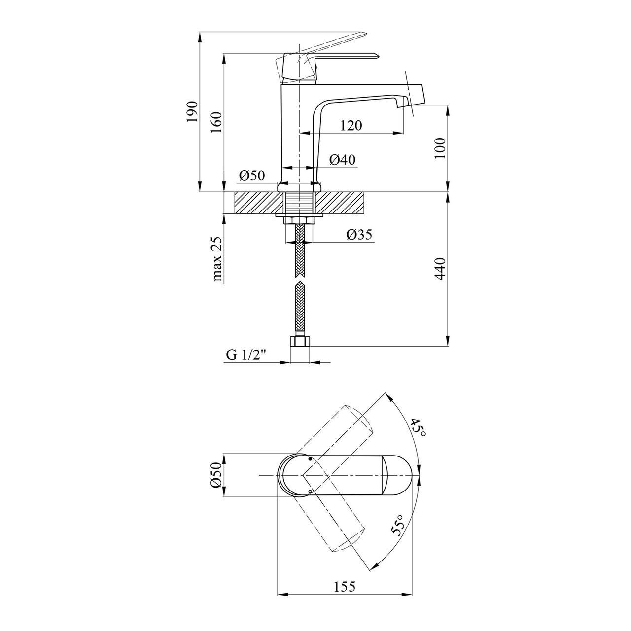 Змішувач для раковини Kroner KRP Armada W010 Білий/Хром (CV024320) - фото 6 Змішувач для раковини Kroner KRP Armada W010 Білий/Хром (CV024320) - фото 6