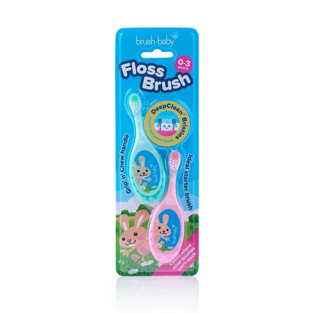 Набор детских зубных щеток Brush Baby Flossbrush до 3 лет 2 шт. Розовый/Зеленый (7026)