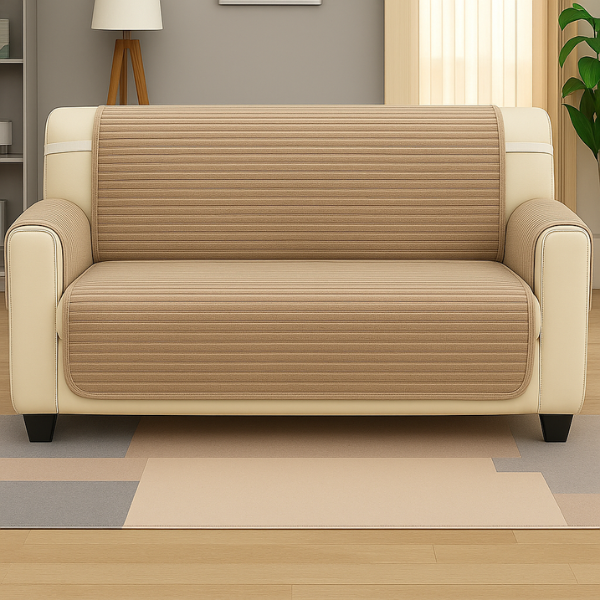 Набор накидок для подлокотников на четырехместный диван из мебельного велюра 56х70 см 2 шт. Бежевый (27639221)