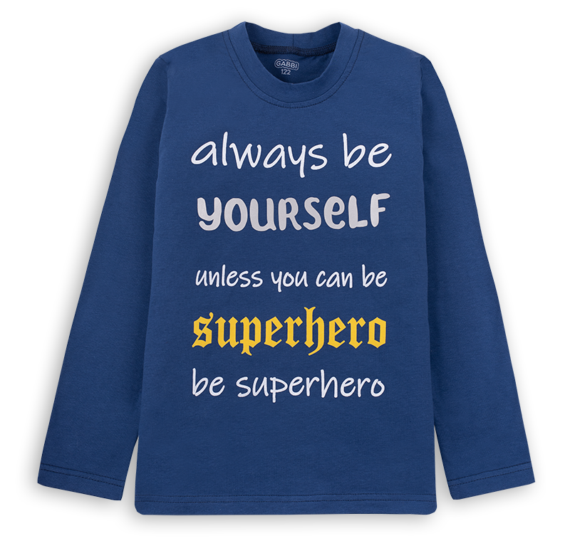 Футболка дитяча бавовняна з довгим рукавом для хлопчика Gabbi FT-20-1-6 122 см Темно-синій (12507)