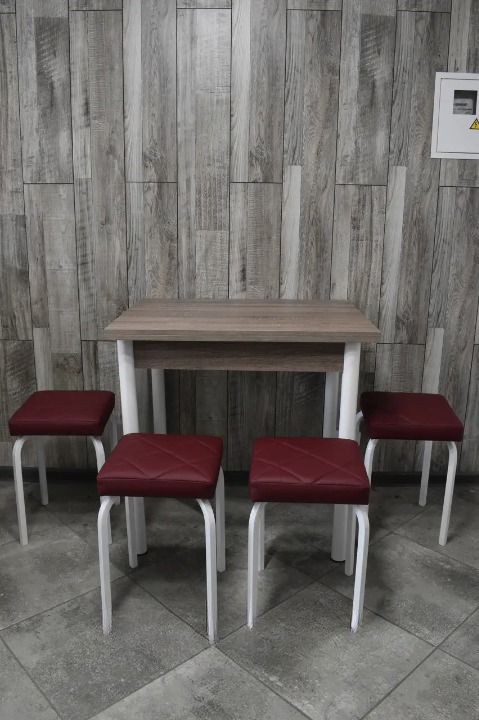 Кухонний комплект Оскар стіл розкладний/табурети 4 шт. Tutti Lux 60х80/80х120х75 см Трюфель/Бордовий (28375049)