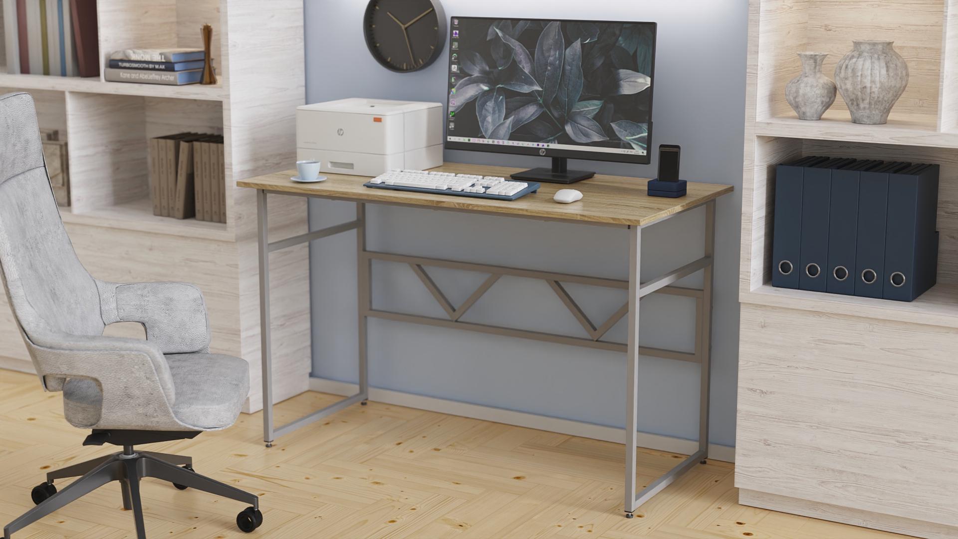 Стол компьютерный Ferrum-decor Райан ДСП 16 мм 75x120x70 см Серый/Дуб Сонома (FRD-101632)
