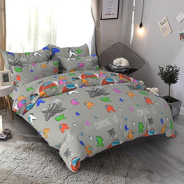 Комплект постельного белья детский Among us полуторный бязь Серый (G-0806AU/WP/1.0)
