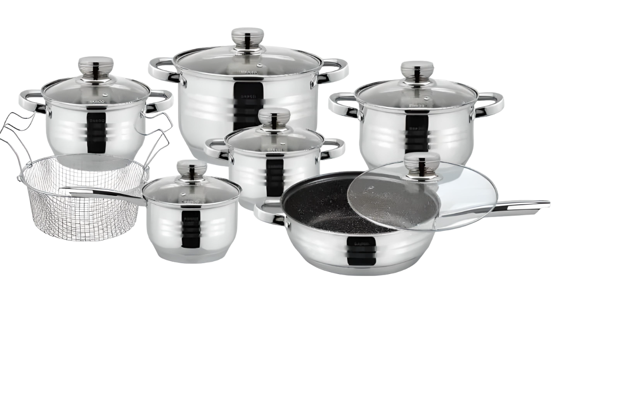 Набір каструль з нержавіючої сталі Bange Banoo BN-5001 12 пр. Сірий (BN5001I)