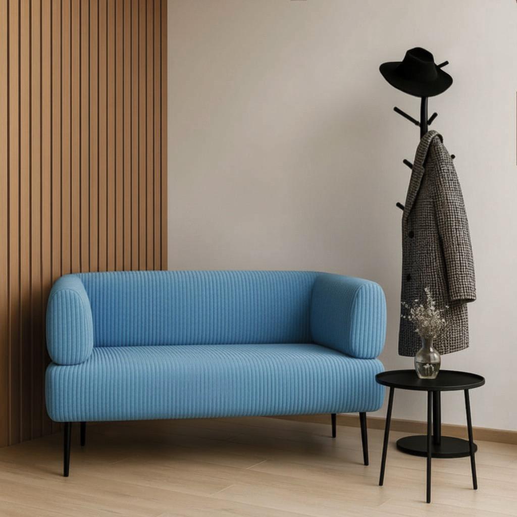 Диван офисный Tobi Sho Бенно-1 с подлокотниками велюр вельвет 1200х720х750 мм Lotus 85/Blue