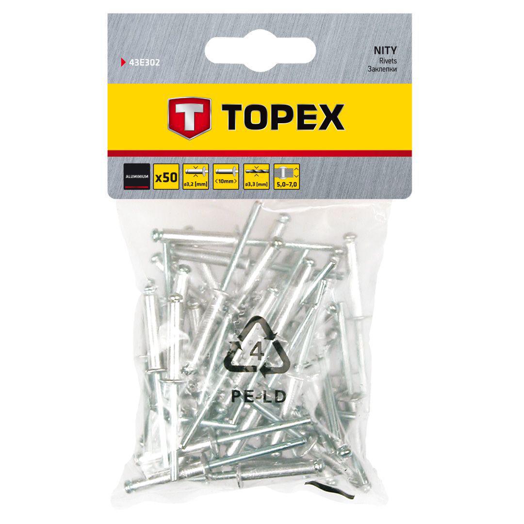 Заклепки Topex алюминиевые 3,2x10 мм 50 шт. (23501)