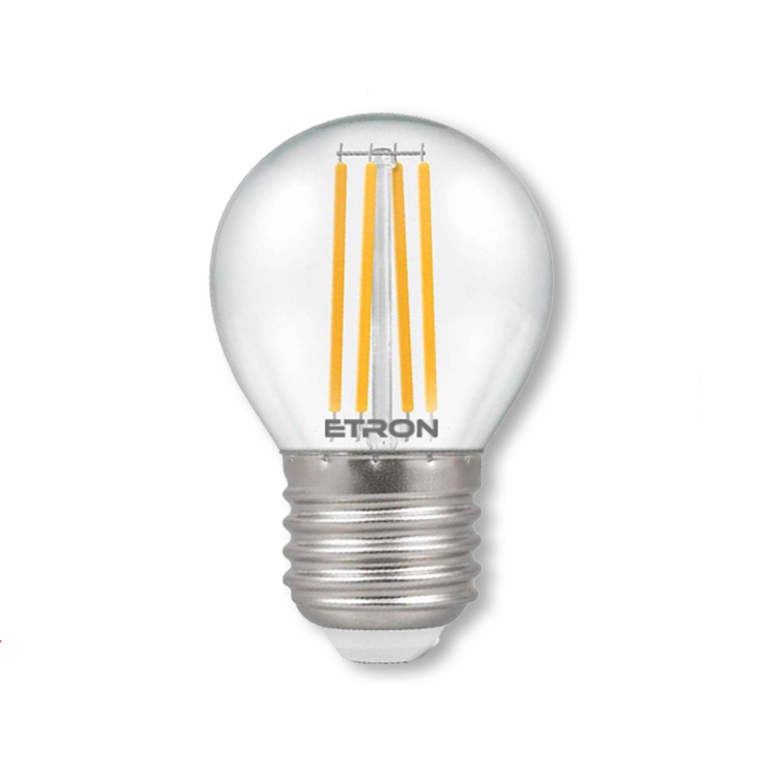 Лампа светодиодная филаментная ETRON Filament 1-EFP-1142 G45 15Вт 4200K E27 (25084) - фото 2 Лампа светодиодная филаментная ETRON Filament 1-EFP-1142 G45 15Вт 4200K E27 (25084) - фото 2