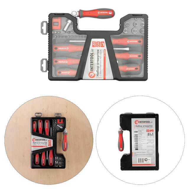 Набір викруток Intertool з насадками 51 од. (VT-3352) - фото 2 Набір викруток Intertool з насадками 51 од. (VT-3352) - фото 2