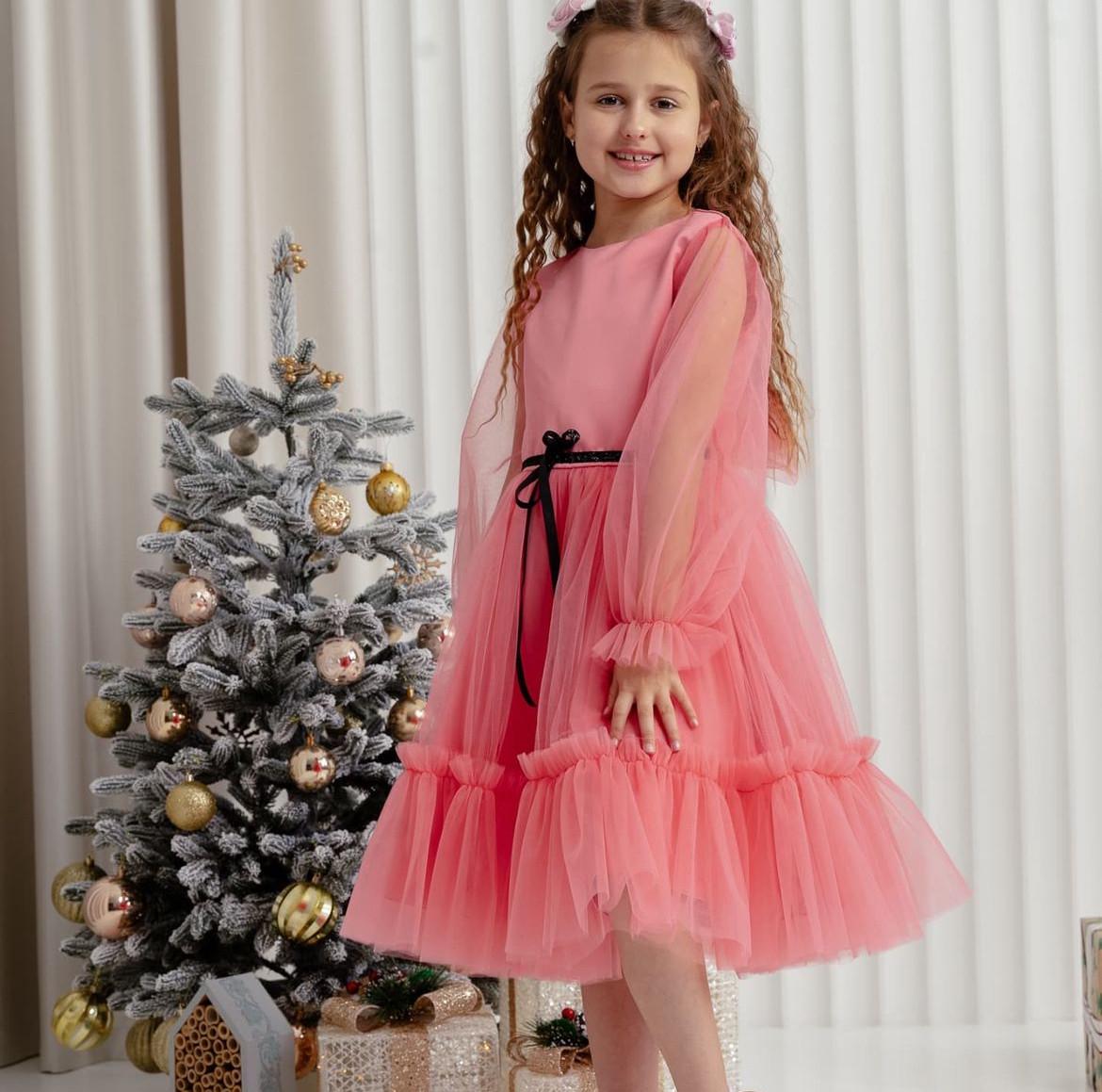 Платье праздничное для девочки 116 см Коралловый (2363319946)