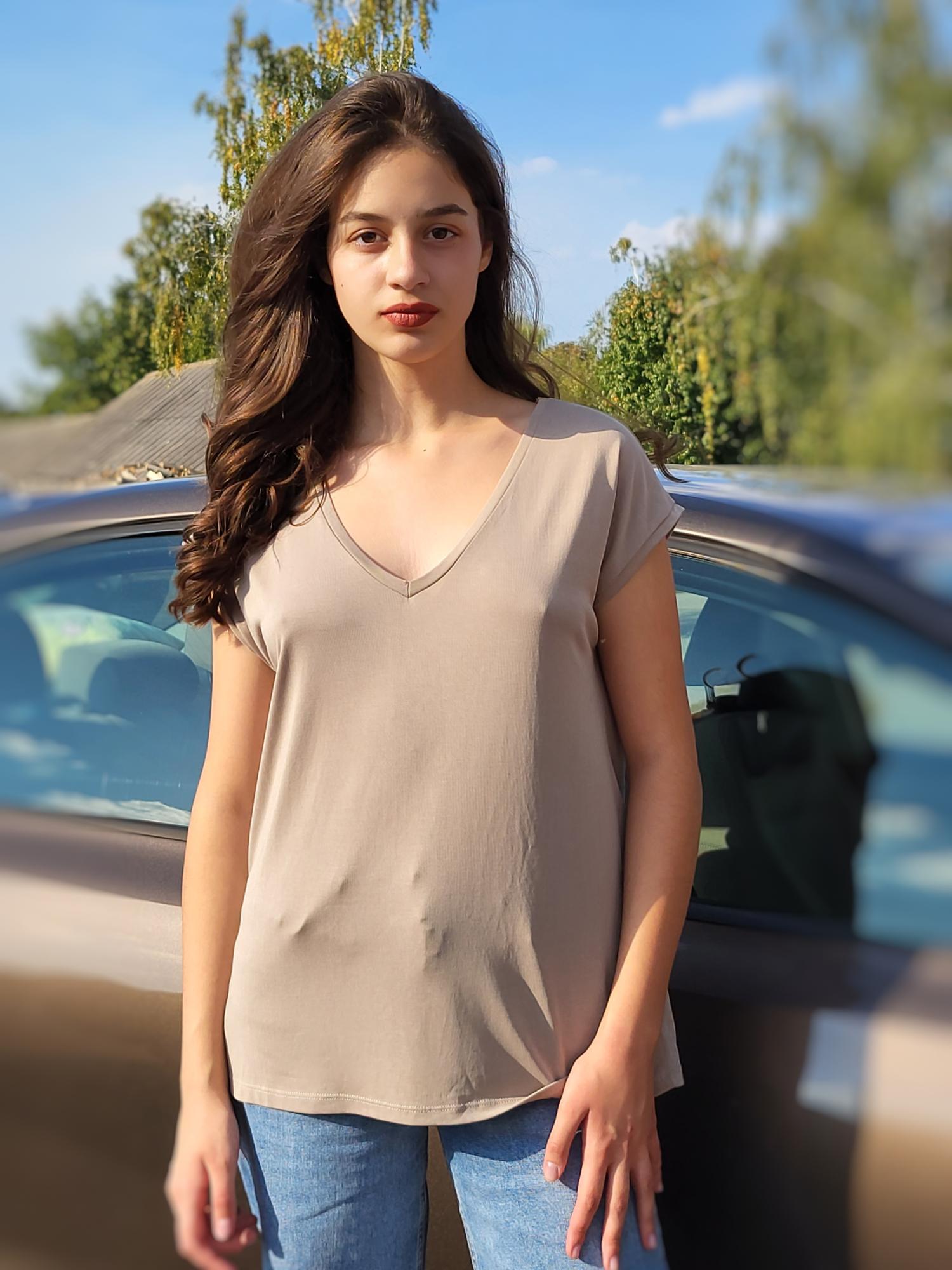 Футболка жіноча Pieces 11323 L Коричневий (46-48)