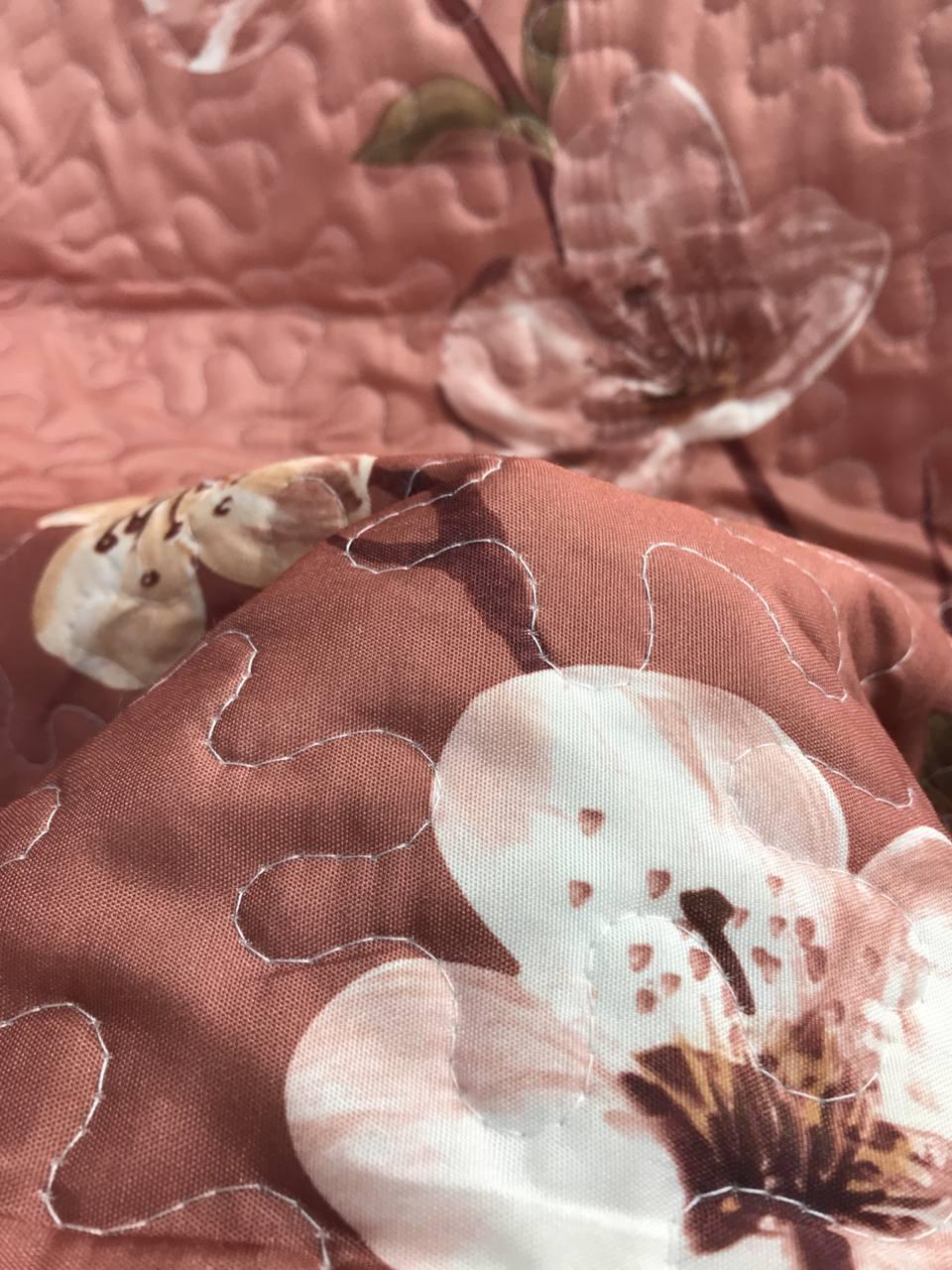 Покрывало стеганое с цветочным принтом ALBO Коричневый (М15-3) - фото 2