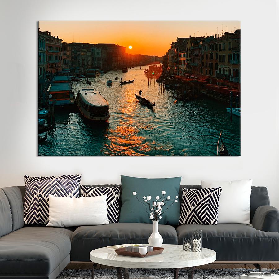 Картина город Вечер на Гранд-канале в Венеции 80x54 см (A821-1)