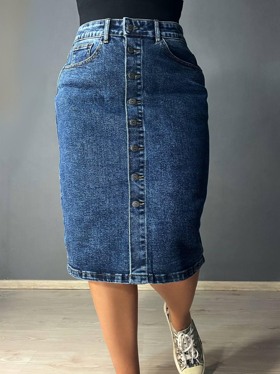 Спідниця жіноча джинсова Vanver 8238 на ґудзиках середньої довжини р. 33 88 см 111 см Синій - фото 5 Спідниця жіноча джинсова Vanver 8238 на ґудзиках середньої довжини р. 33 88 см 111 см Синій - фото 5