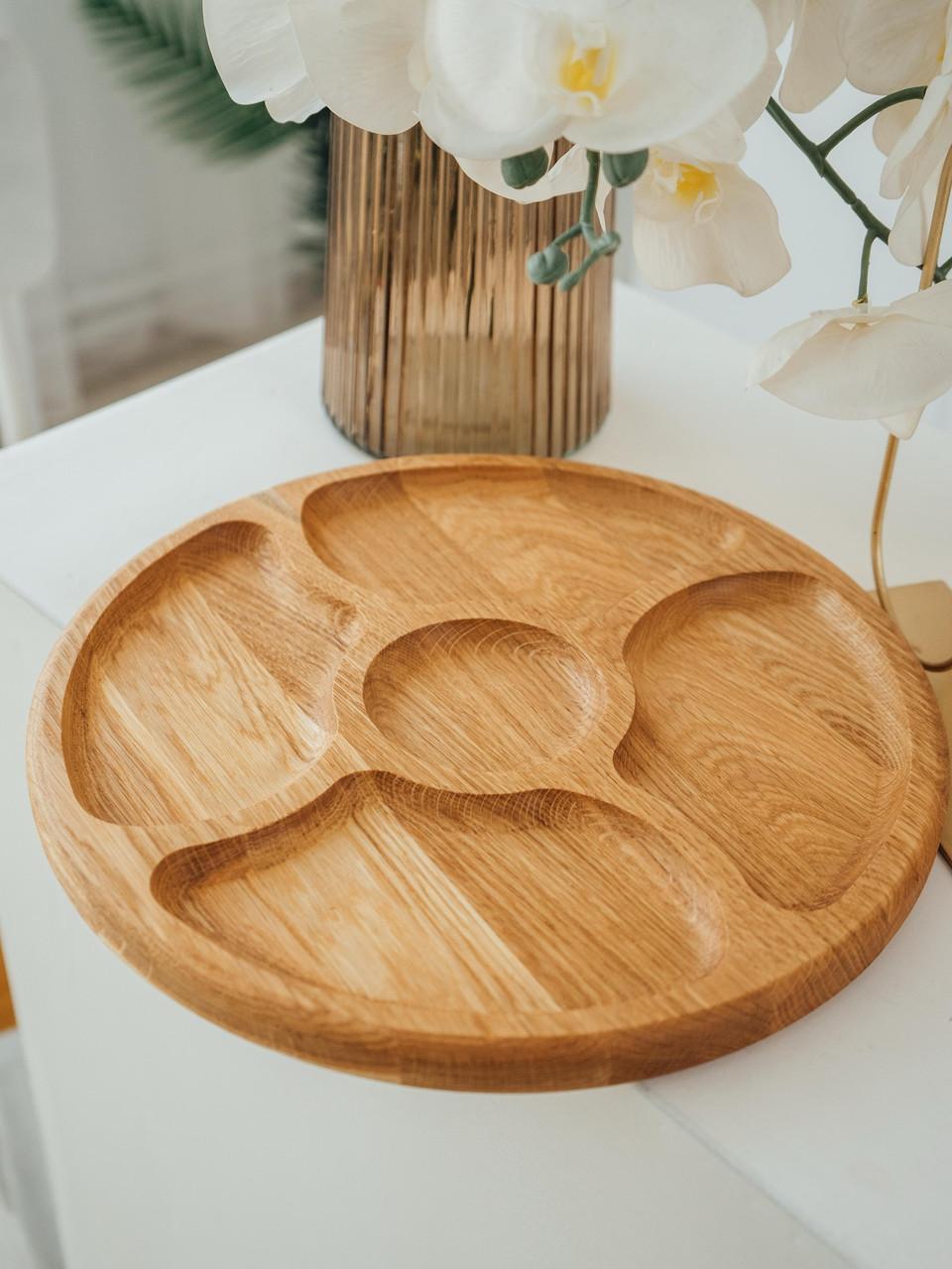 Мінажниця для подачі закусок з натурального дуба та фруктів (33089731)