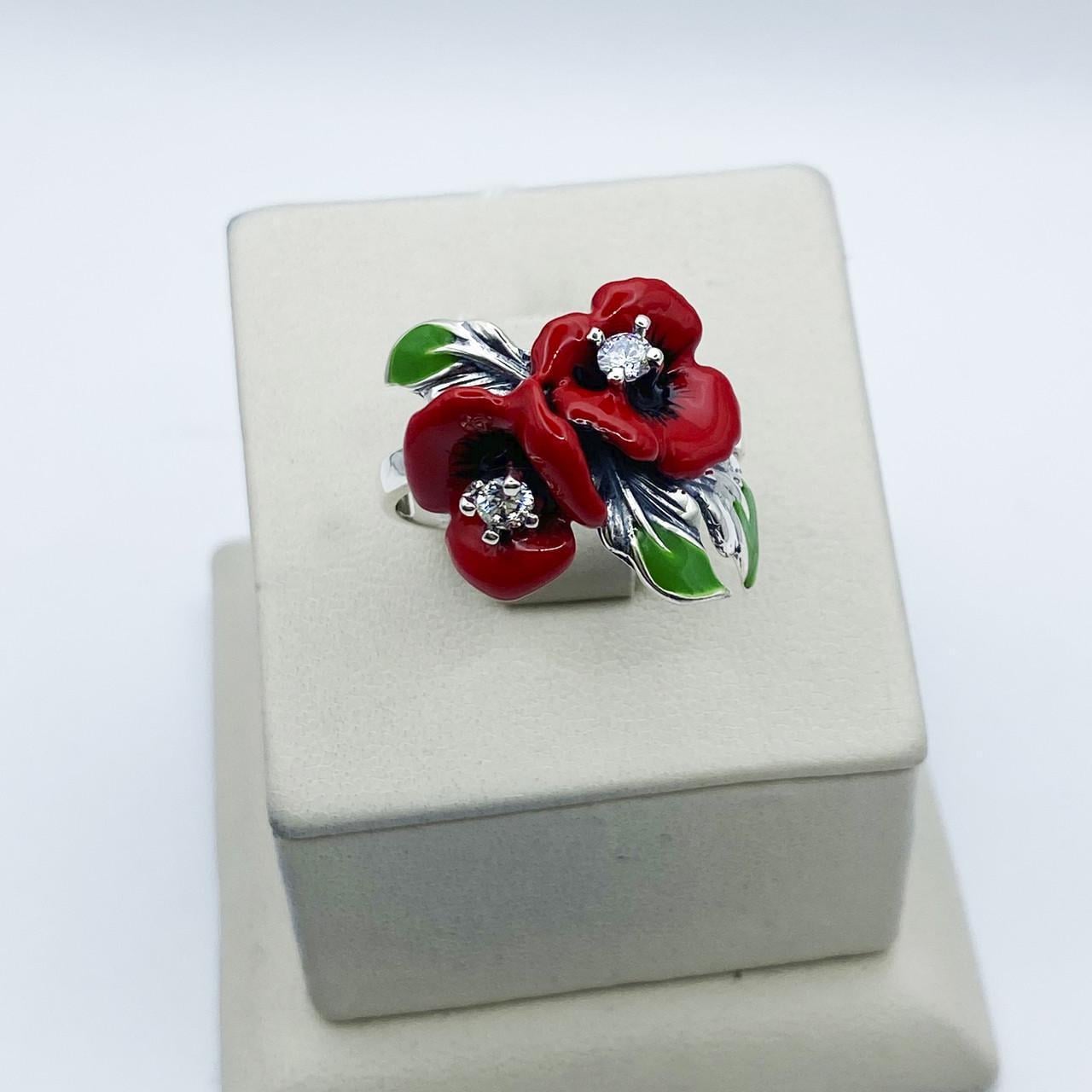 Кольцо серебряное с ювелирной эмалью Маки р. 19 5,08 г (2154037118) Кольцо серебряное с ювелирной эмалью Маки р. 19 5,08 г (2154037118)