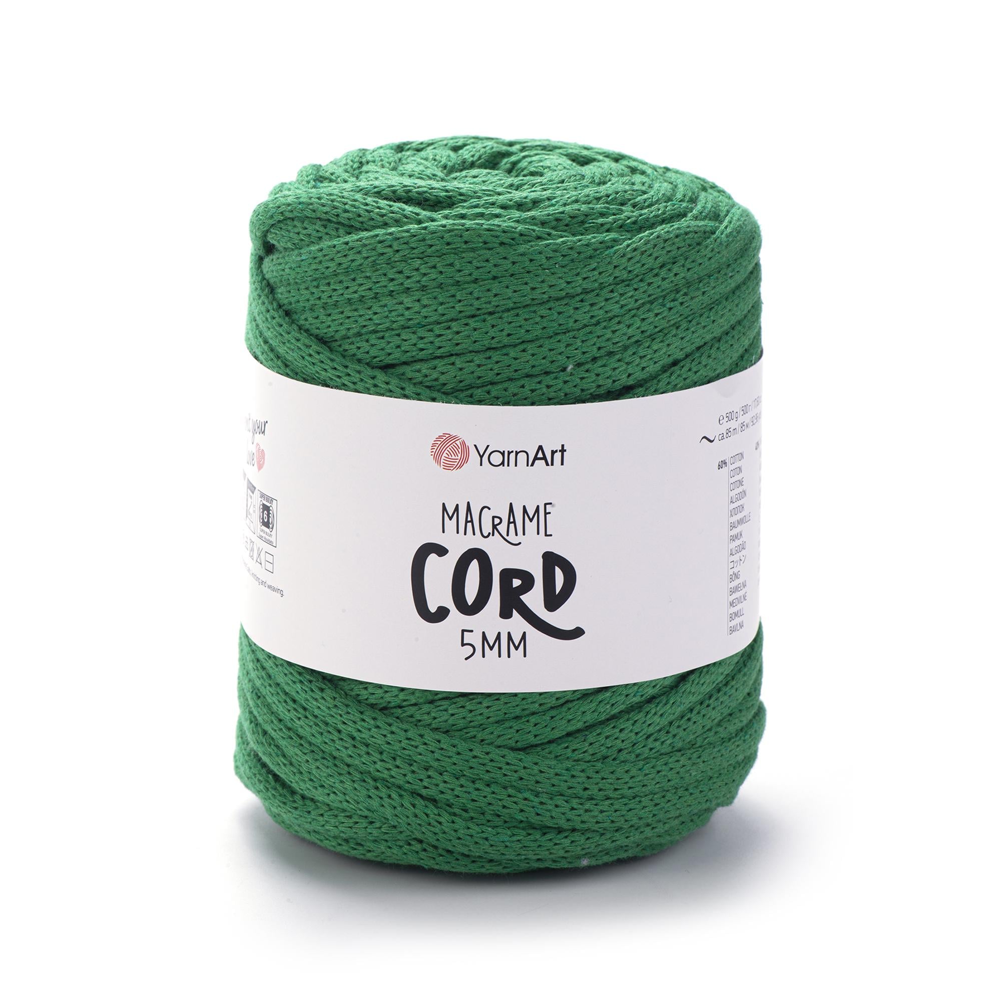 Шнур плетеный Macrame Cord с сердечником 5 мм Изумрудный №759 (2459559850)