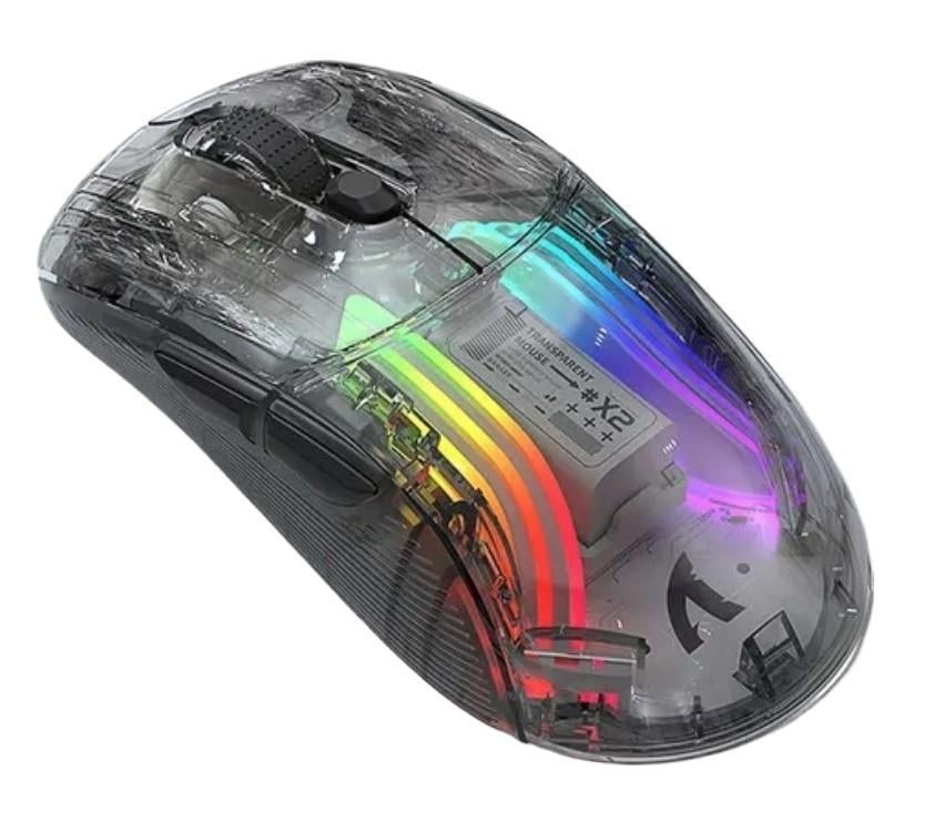 Мышка геймерская аккумуляторная бесшумная attack shark X2 PixArt PAW3212 Bluetooth/2,4G RGB Black (X2B)
