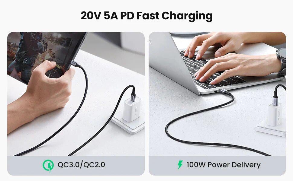 Кабель UGREEN US316 PD 100W QC 5А 1 м Black (70427) - фото 9 Кабель UGREEN US316 PD 100W QC 5А 1 м Black (70427) - фото 9