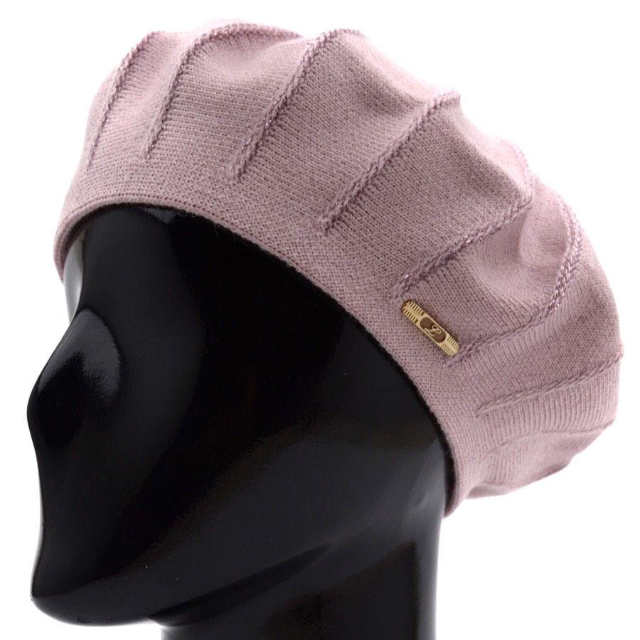 Берет женский Lirus Лана двойной из шерсти с люрексом р. 56-58 Розовый