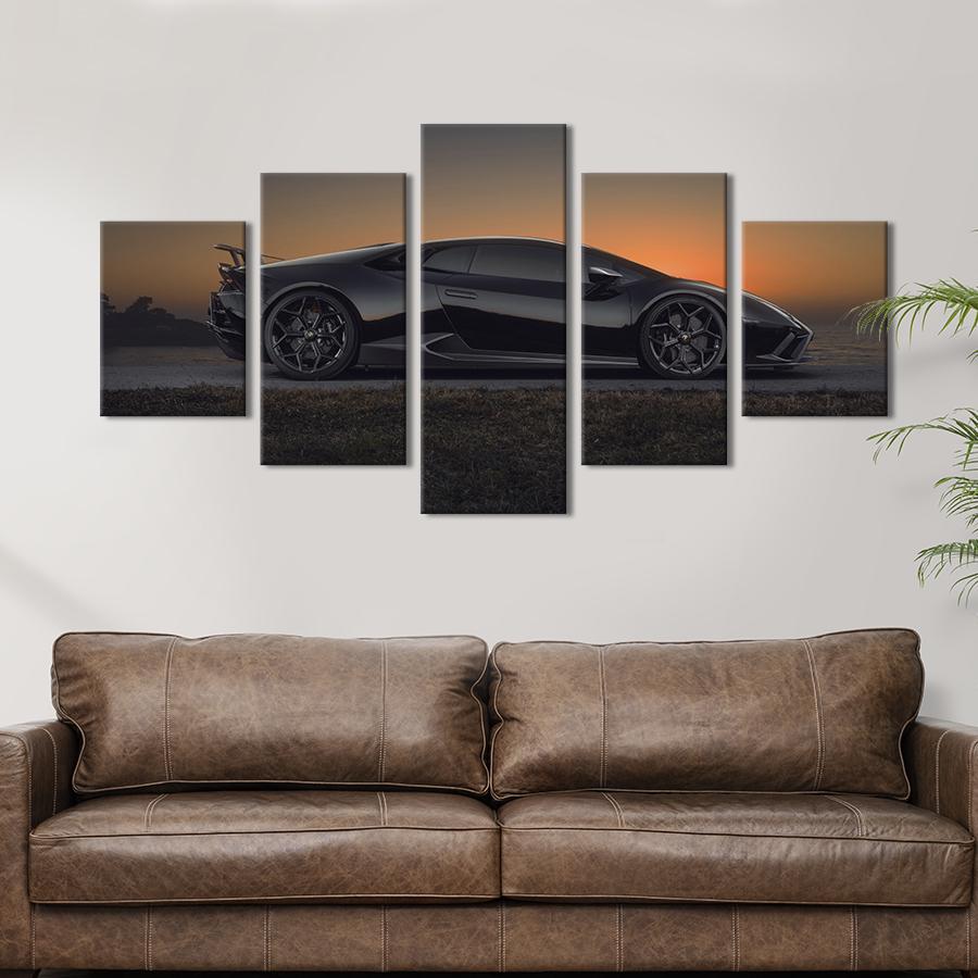 Картина на холсте Суперкар Lamborghini на закате 162x80 см (1372-52)
