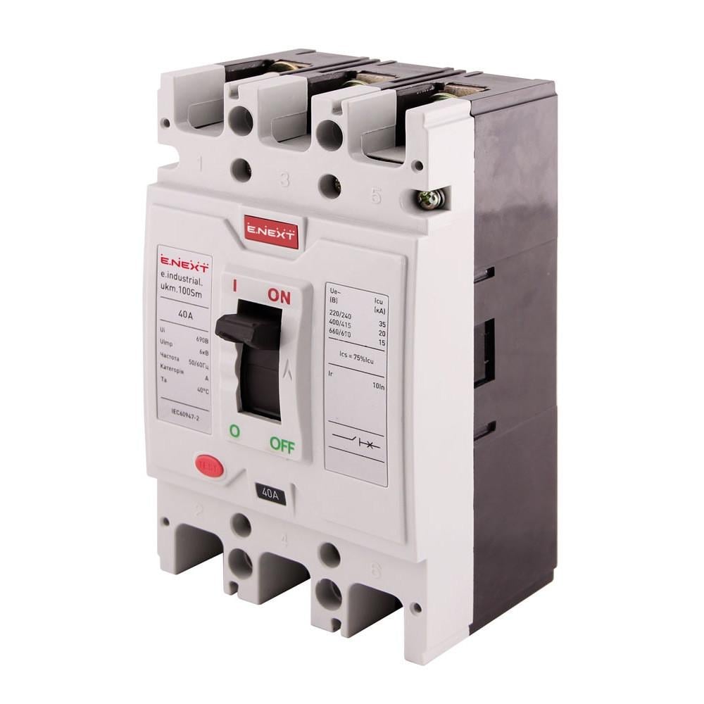 Автоматичний вимикач силовий E.NEXT 40А 20kA 3 полюси e.industrial.ukm.100Sm.40 i0650019 (14659)