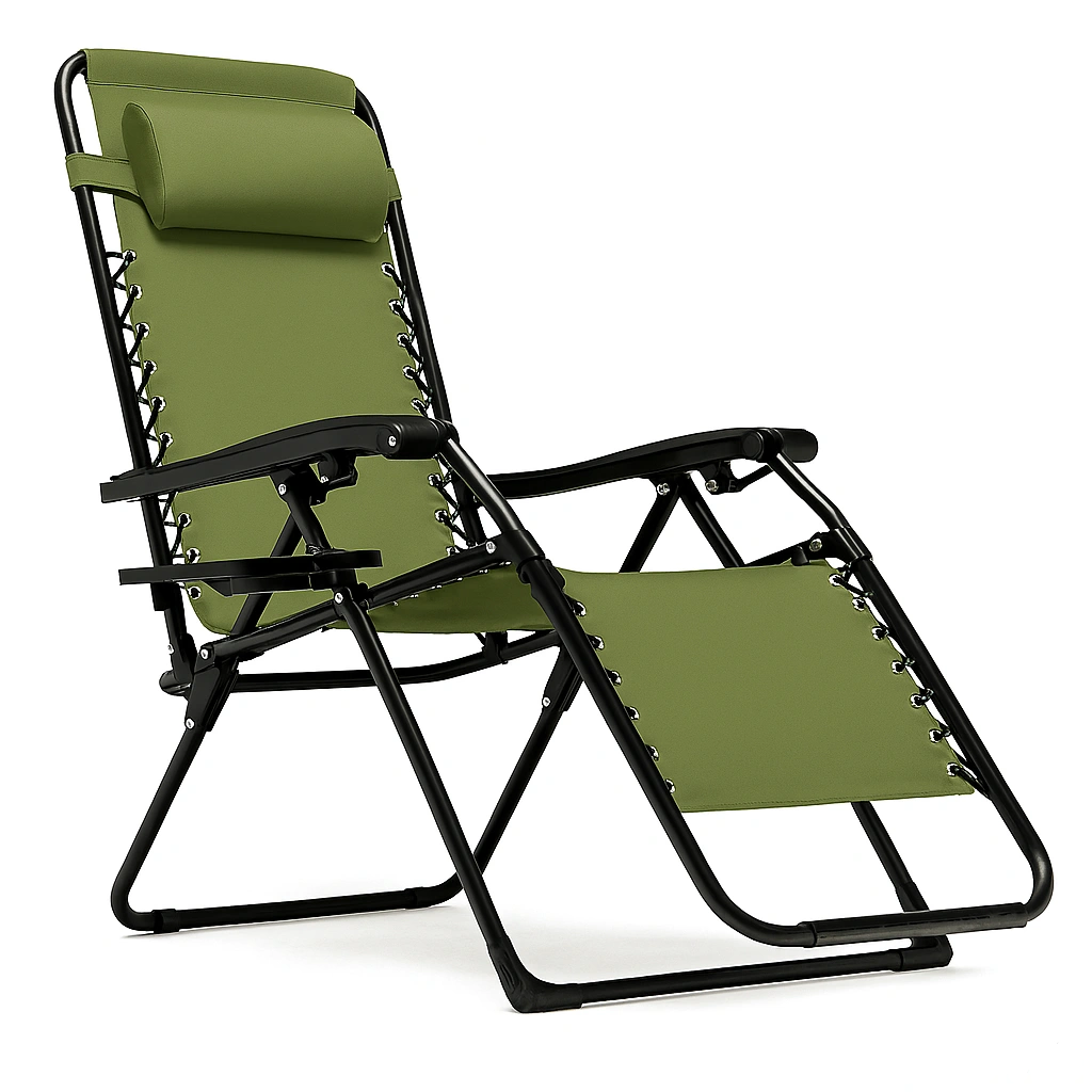 Крісло-шезлонг LEOBRO 178х64х110 см з підстаканником Зелений (LBZGC-F1-PST)