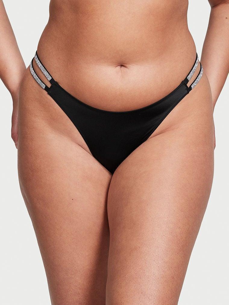 Трусики жіночі Victoria's Secret Double Shine Strap Black подвійні стрази XL Чорний (2518513246)