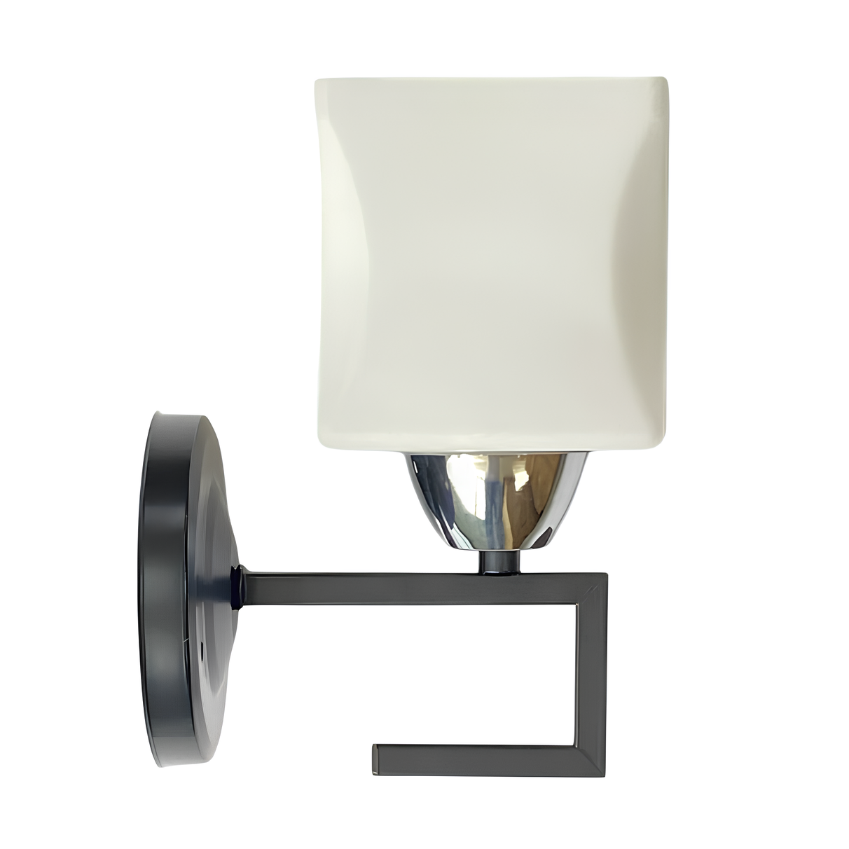Бра Valeso с квадратным матовым плафоном под лампу Е27 Черный/Хром (B-6957B/1)