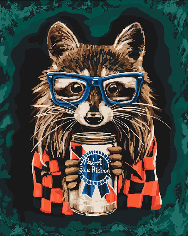 Картина по номерам Идейка "Веселый енот" 40х50 см (KHO4117)