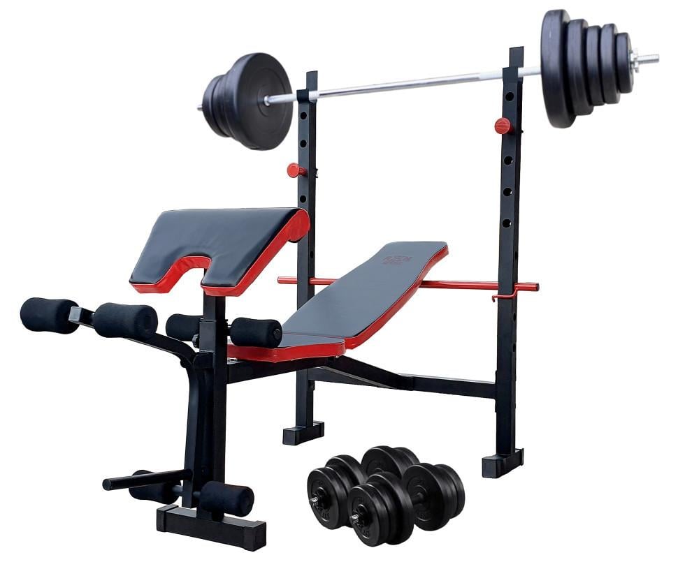 Скамейка для жима ReadMeBlack со штангой 75 кг и гантелями 2х20 кг RN-Sport (25551321)