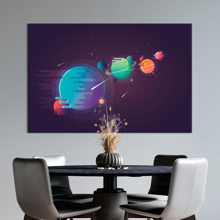 Картина на холсте Абстрактные космические планеты 80x54 см (V209-1_L)