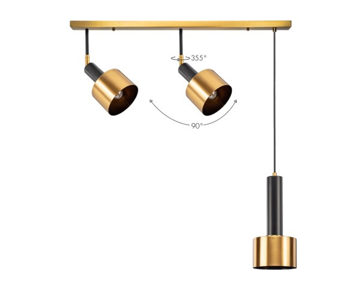 Підвісний світильник Tube line BARREL LED 3L Мікс Чорний/Золотий (PL-T0006-3C/BLACK-G) - фото 2
